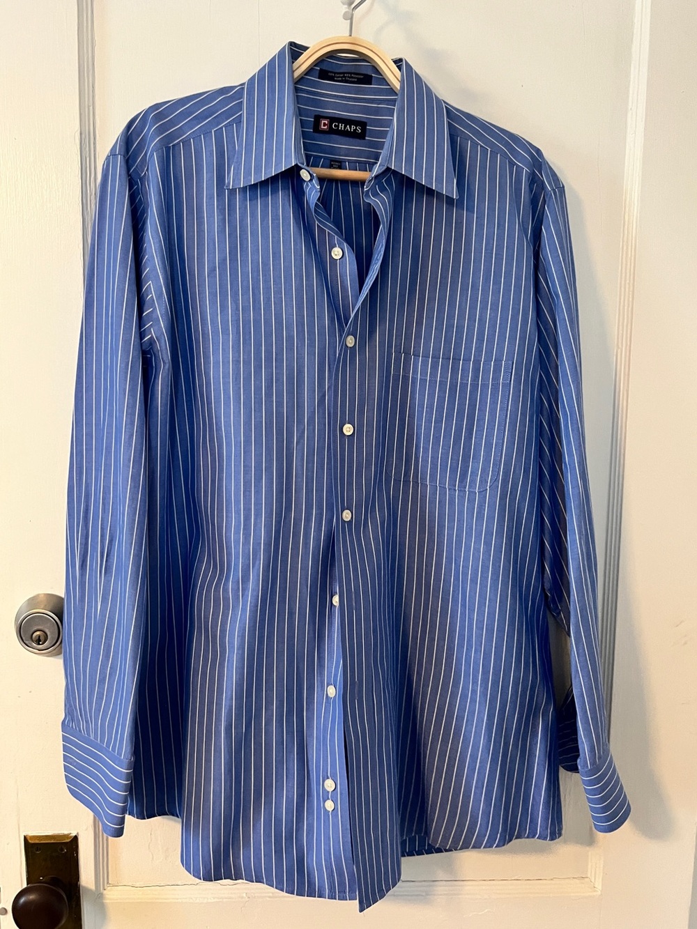 Chaps Ralph Lauren Blue PinStriped Button Down - Oversized Men’s Fit